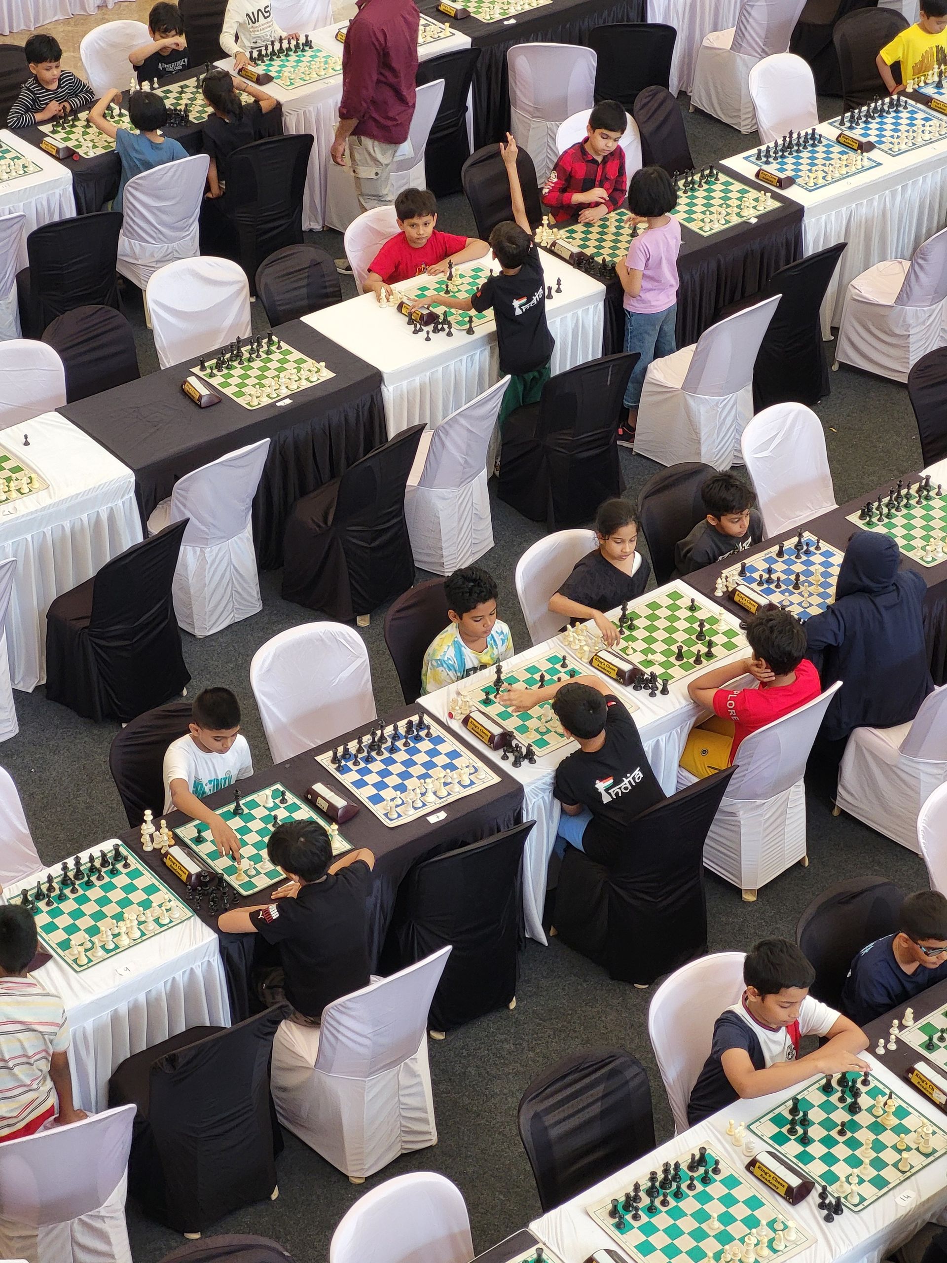 Young chess players in a tournament
